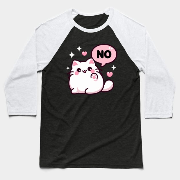 Cute Lovely Pink Kitten Saying No Baseball T-Shirt by PhotoSphere